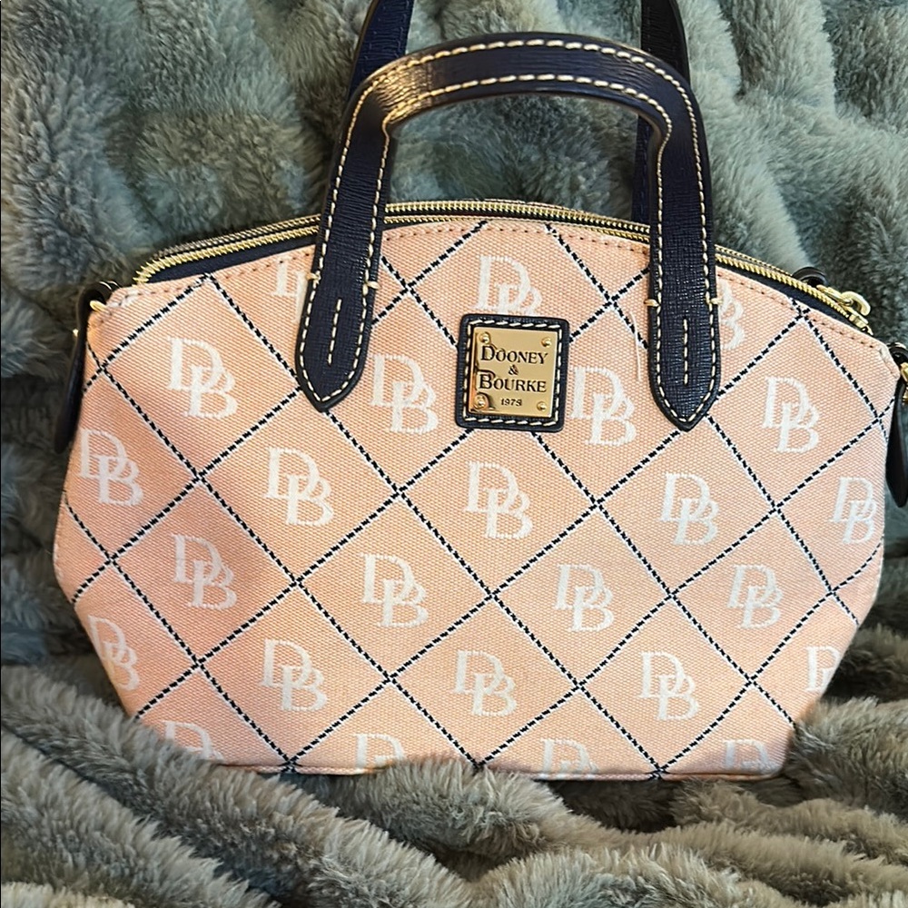 Dooney & Bourke Pink and Blue Satchel with Elegant Pattern